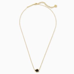 Tessa Gold Pendant Necklace In Black Obsidian